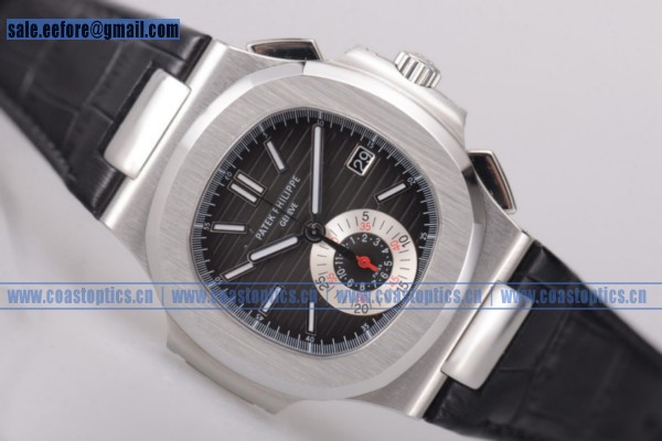 Patek Philippe Nautilus Chrono Watch Perfect Replica Steel 5980/1AL Black (BP) - Click Image to Close